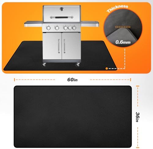 60" x 36" Under Grill Mat for Outdoor Grill, 2000°F Fireproof Deck Pad - Image 5