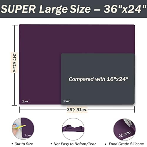 Extra Large Silicone Mat Kitchen Counter Heat Resistant Table Mat 36" x 24" - Image 2