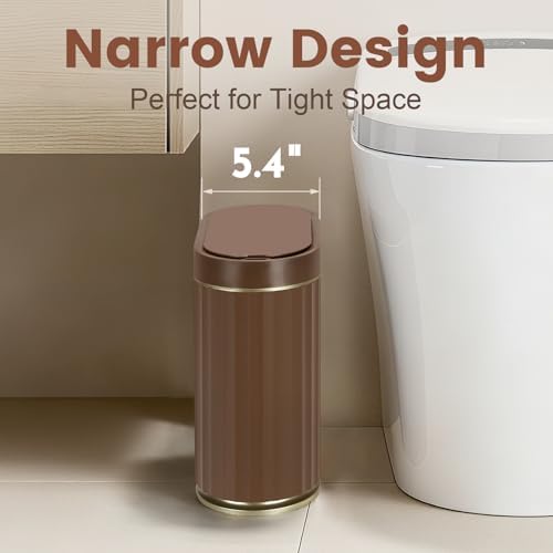 ELPHECO Bathroom Trash Can with Lid, 2 Gallon, Automatic Lid, Brown Gold - Image 4