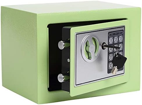 Yuanshikj Small Steel Security Safe Box with Keypad,Key;0.23 Cu Ft, Green by Yuanshikj