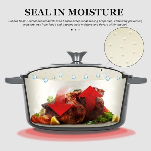 Overmont Enameled Cast Iron Dutch Oven - 7QT Pot with Lid Cookbook - Image 2