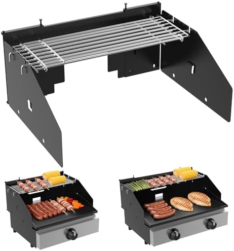 Universal Wind Guard and Warming Rack for 16"-22" Griddle (Rear Grease) by PHYESUVIN