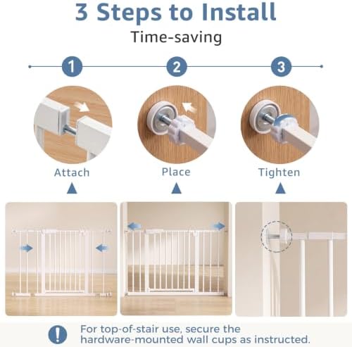 DUMOS 30-40.5" Baby Gate for Stairs & Doorways, Auto Close, White - Image 6