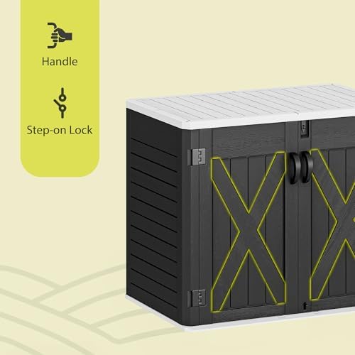 YITAHOME Outdoor Resin Storage Sheds with X-Shaped Lockable Door, 39 in Height Lockable Waterproof Horizontal Shed w/o Shelf, Easy to Assemble Shed Storage for Garden Tools, Dark Gray - Image 5
