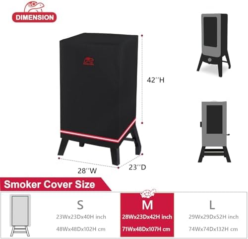 Turtle Life 40 Inch Smoker Cover for Masterbuilt ThermoTemp XL Propane Smoker, Waterproof Heavy Duty Outdoor Smoker Grill Cover 28”W x 23”D x 42”H inch, Black - Image 3