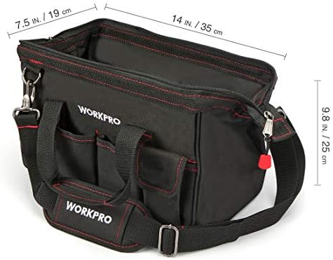 WORKPRO 14-inch Tool Bag, Multi-pocket Tool Organizer with Adjustable Shoulder Strap, W081021A , black - Image 2