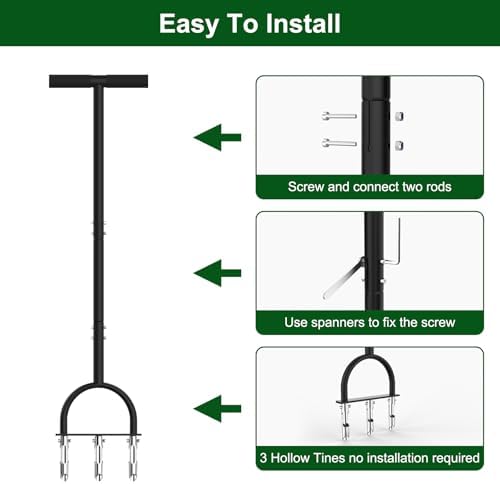 Lawn Aerator Coring Tool with 3 Hollow Tines - Image 3