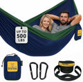 Wise Owl Outfitters Hammock for Camping Double Hammocks Gear for The Outdoors Backpacking Survival or Travel - Portable Lightweight Parachute Nylon DO Navy & Forrest by WiseOwlOutfitters
