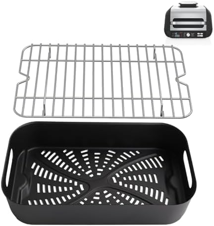 Combo Crisper Basket and Rack for Ninja Foodi FG551 DG551 DG651 Smart XL, Air Frying Griddle Basket and Rack for Ninja Foodi Smart XL Indoor Accessories by GLOWYE
