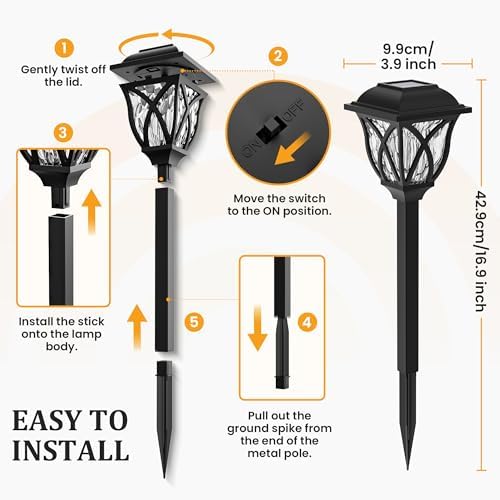 GIGALUMI 8 Pack Solar Lights Outdoor Waterproof, LED Solar Garden Lights - Image 6