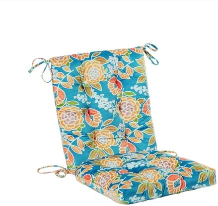 Outdoor Patio Cushion, Rocking Chair Cushion, Tufted Pads, Set of Upper and Lower with Ties Pack of 2 (2 Sets) - Back 20"×17", Seat 17"×17" (Green Bottom Flowers) - Image 5