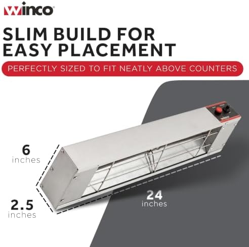 Winco 24" Silver Food Heat Lamp Strip Heater with Undermount Brackets - Image 4