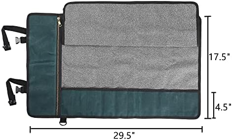Denifiter Professional Chef's Knife Bag with Anti Cutting Fabric Inside, Heavy Duty 16oz Waxed Canvas Knife Roll, 11 Slots & Durable Handle Adjustable Shoulder Strap (Dark Green) - Image 2