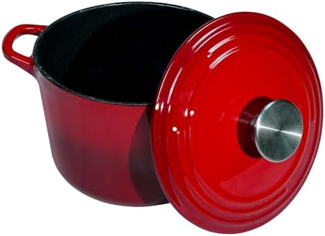 Flavehc Dutch Oven Pot with Lid 2.8 Qt Cast Iron Dutch Oven for Bread Baking, Red Enameled Cast Iron Soup Pot, Small Deep Dutch Oven for Soup, Stews & Small Family Meals - Image 5