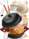 Dutch Oven Bread Baking Pot with Lid 6QT Cast Iron Design & Complete Sourdough Kit (Banneton Basket, Dough Tools, Silicone Sling) for Artisan Bread Making by Unknown
