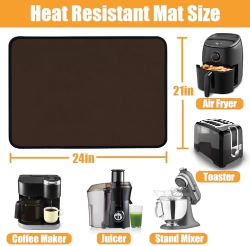 TOHONFOO Heat Resistant Mats for Countertop & Air Fryer, 24x21 in, Brown - Image 2