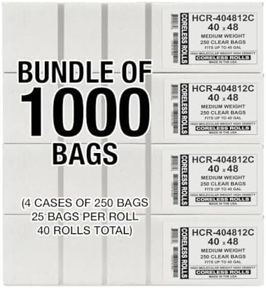 Aluf Plastics 45 Gallon 12 Micron (eq) Clear Trash Bags 40" x 48" 1000 Bags - Image 2