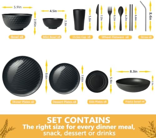 Teivio 96-Piece Plates and Bowls Sets for 8, with Flatware Dinnerware Sets - Image 2