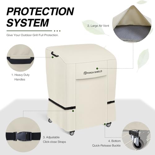 Porch Shield Waterproof Outdoor BBQ Grill Cover 32 inch, Light Tan - Image 4