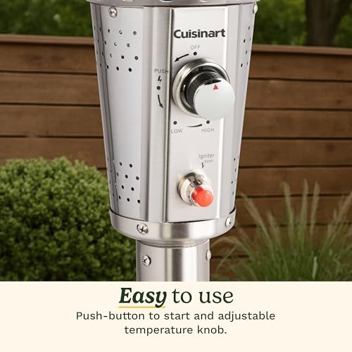 Cuisinart COH-300 Propane Push Start Ignition, 47,000 BTU Burner, Heats up to 200 sq. ft, 32" (L) x 85" (H), Stainless Steel Outdoor Patio Heater - Image 4