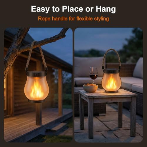 Solar Lanterns Outdoor Waterproof 4-Pack, 2nd Gen Flickering Flame Effect - Image 6