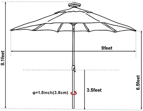 EliteShade USA 10-Year-Non-Fading 9ft Market Patio Umbrella, Commercial Grade Table Sun Umbrella with 80 Solar LED Lights, Crank Open, Windproof & UPF 50+ UV Protection for Garden, Deck, Pool, Backyard, Antique Beige - Image 6
