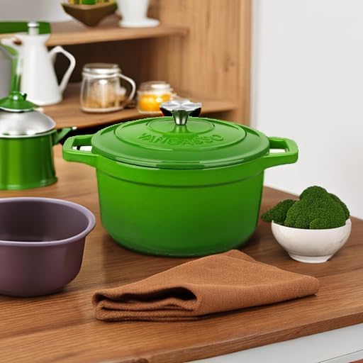 vancasso 2.5 Qt Enameled Cast Iron Dutch Oven with Lid, Green - Image 5