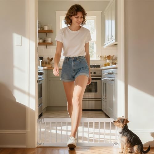 Short Dog Gate,18"-45" Adjustable Extra Wide Metal Short Dog Gate to Step Over, 13" Tall Small Pet Gate with 3 Extension Kits by Unknown