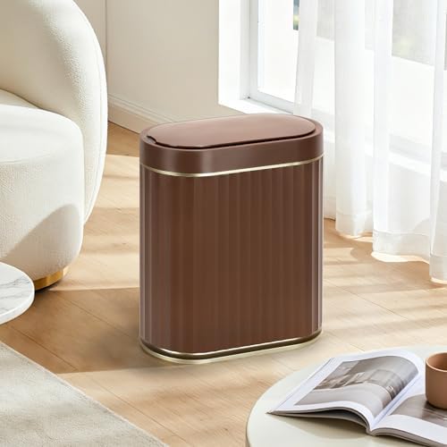 ELPHECO Bathroom Trash Can with Lid, 2 Gallon, Automatic Lid, Brown Gold - Image 7