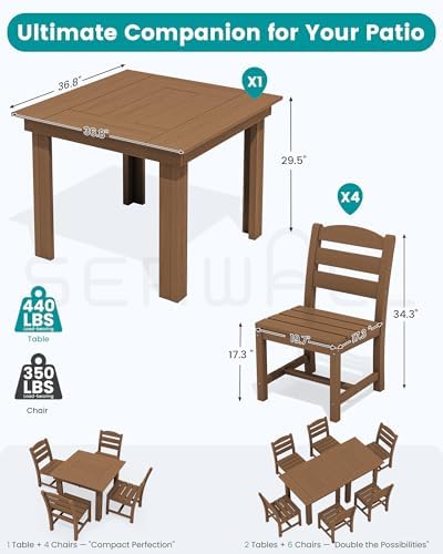 SERWALL HDPE Outdoor Square Dining Set for 4 - Image 2