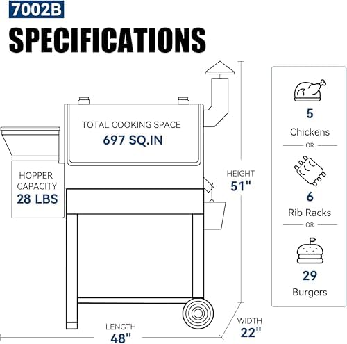 Z GRILLS Pellet Smoker Grill with PID Control, Rain Cover, 700 sq. in Cooking Area for Outdoor BBQ, ZPG-7002B - Image 3
