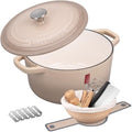 VORRINGARD Enameled Cast Iron Dutch Oven Pot with Lid, for Bread Baking, Round Bread Oven- include Sourdough Bread Baking Supplies Set, 4.5QT, Latte by Unknown