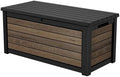 Keter Signature Collection 165 Gallon Resin Deck Box Organization and Storage Box for Patio Outdoor Cushions, Throw Pillows, Garden Tools and Pool Supplies, Walnut by Unknown