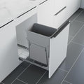 Dowell B15 Aluminum Base Wastebasket Pullout with Door Mount and 35Qt/9Gal Plastic Bin (4012 0115+35) by DowellKitchenBath