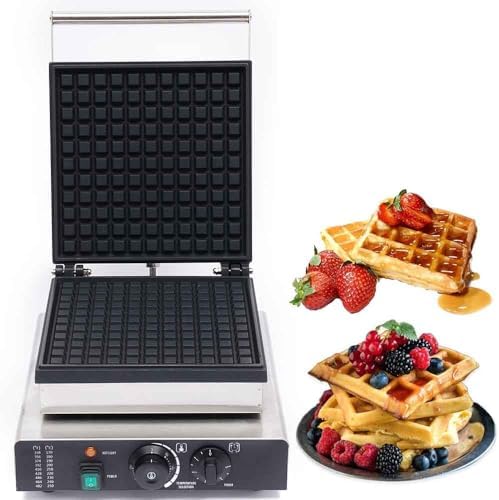 Commercial Waffle Maker, 2000W Electric Waffle Machine, Stainless Steel Waffle Iron Baker with Non-Stick Coating, 122-572℉ Temperature Adjustable by Milzeone