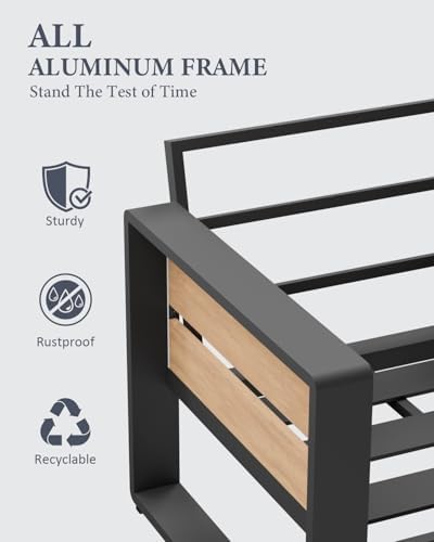 ZANDOR Aluminum Outdoor Patio Furniture-1 Pcs Loveseat,Dark Gray - Image 5