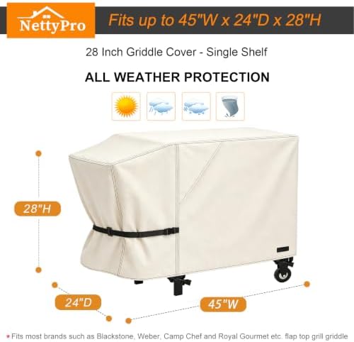 NettyPro Griddle Cover for Blackstone 28" Griddle with Single Shelf, Beige - Image 3