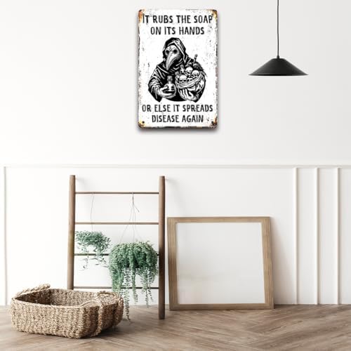 BEASTZHENG Funny Gothic Tin Home Decor Wall Decor Guest Wall Decor Art Metal Tin Sign for Bathroom Bedroom 8 X 12 Inches - Image 5