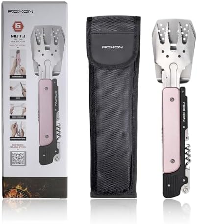 ROXON 6-in-1 Folding Grill Utensils Set, 14" BBQ Tools for Camping S601 - Image 7