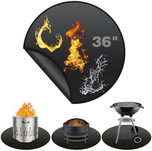 36" Fire Pit Mat for Solo Stove Bonfire - Round Fireproof Waterproof Under Grill Mat, Reusable Solo Stove Accessories for Deck Patio by SDLDEER