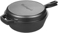 VORRINGARD Pre-seasoned Cast Iron Double Dutch Oven Pot with Skillet Lid, for Bread Baking, Outdoor, Campfire Cooking, 3 Quart by Unknown