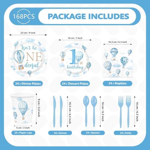 168Pcs Hot Air Balloon 1st Birthday Party Decorations,Serves 24 - Image 4