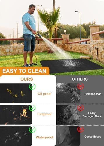 Under Grill Mat for Outdoor Grill, Fire Pit Mat, 48x36 in, Black - Image 5