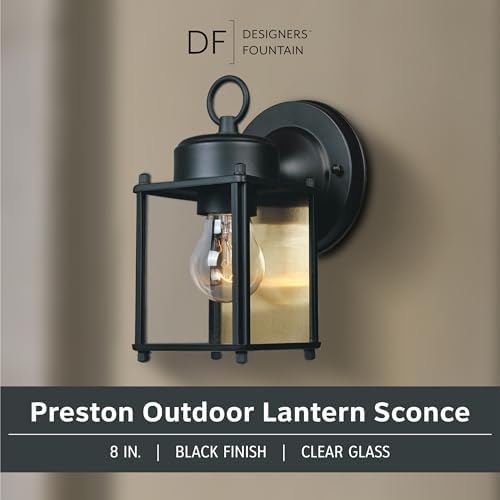 DESIGNERS FOUNTAIN Preston 8 Inch Outdoor Wall Light, Black, 1161-BK - Image 2
