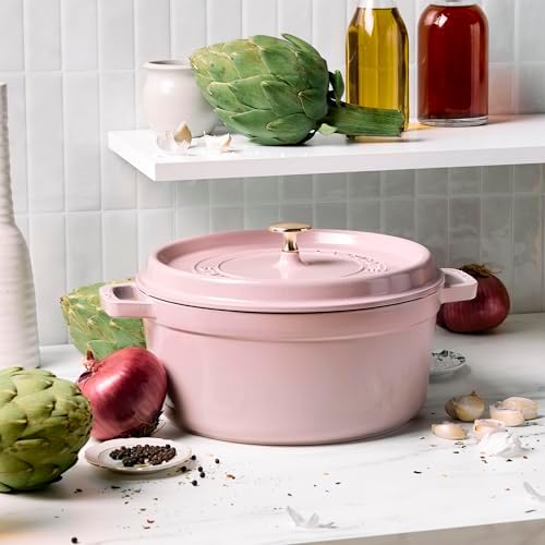 Staub Cast Iron Round Dutch Oven, Made in France, 5.5-qt, Peony Pink - Image 2
