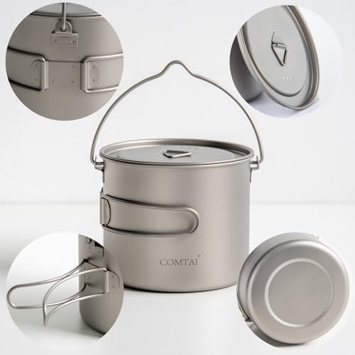 1100ml Titanium Camping Pot with Lid & Bail Handle, Lightweight Backpacking Cookware for Outdoor Hiking Cooking, Ultralight Titanium Cook Pot for Campfire Use - Image 3
