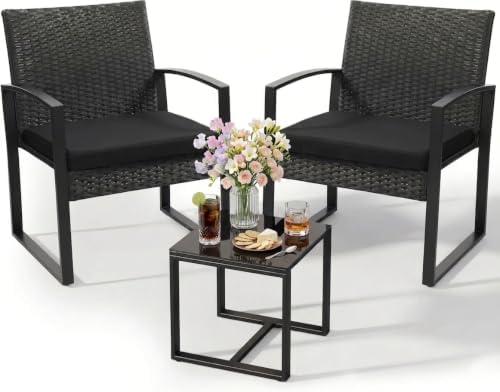 Murago 3-Piece Wicker Patio Bistro Set, Outdoor Conversation Set by Murago