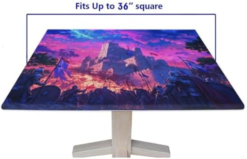 Tablecloth for Card Table Size, Medieval Fantasy Pattern Printed on Washable Square Table Fitted Cover, Ideal for Weddings Birthdays Events, Fit for 36" x 36" Square Tables - Image 5
