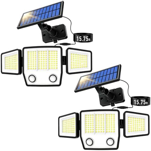 MDCMDCM Split Solar Lights Outdoor Waterproof with Dual Motion Sensors - 15.7ft Cable 3000LM Solar Security Light for Garden Patio Pathway Fence, IP65 Waterproof Solar Flood Lights for Outside by MDCMDCMSolarLightsOutdoor
