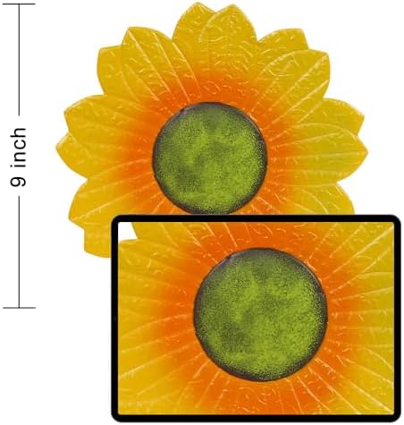 YEAHOME Sunflower Wall Decor - 9 inch Metal Flower Wall Art Decorations, Sunflower Yard Garden Decor Hanging for Kitchen, Bathroom, Bedroom,Handmade Gift for Home, Indoor or Outdoor (Set of 3) - Image 2
